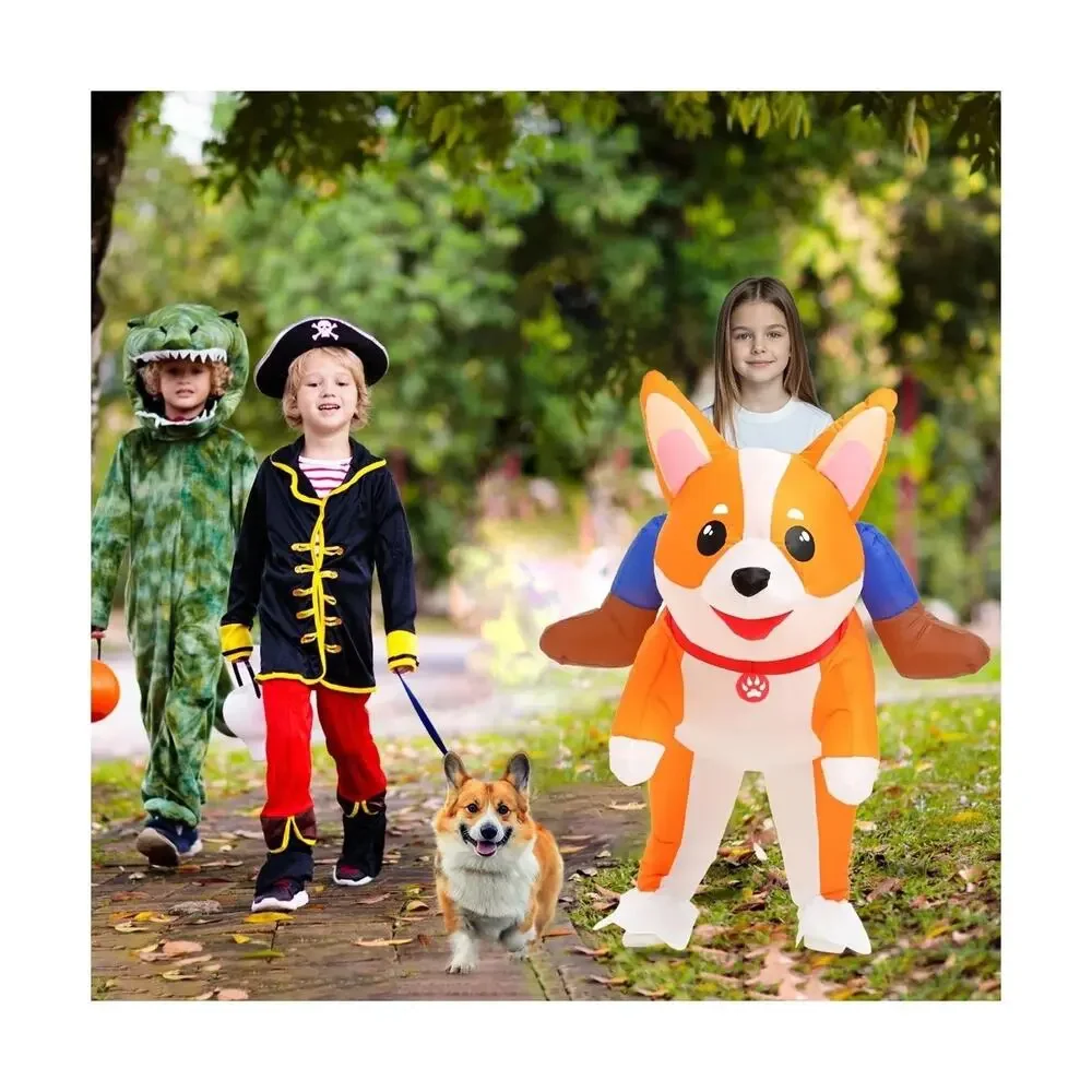 Inflatable Costumes Dog Costume Halloween Blow Up Ride on Corgi Costume Animal
